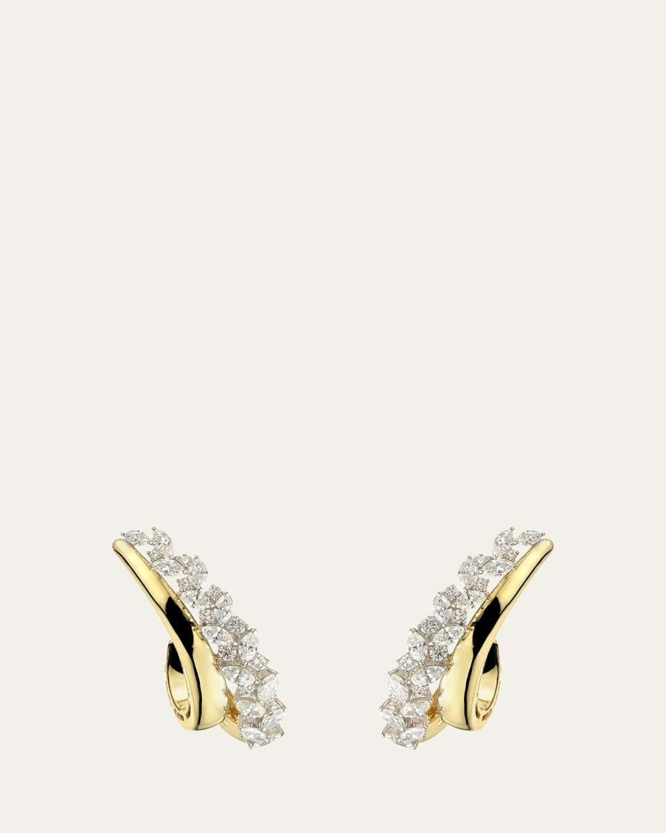 18K Yellow and White Gold Diamond Ear Climber
